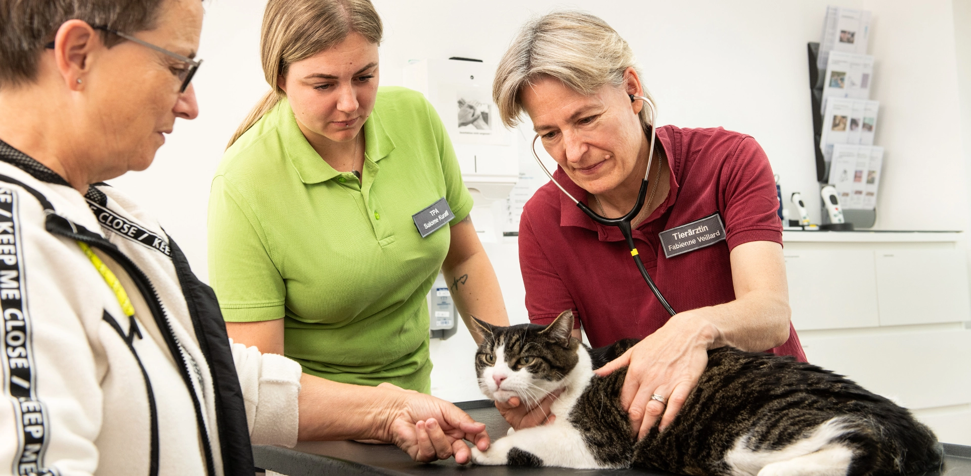 Tierärzte der Kleintierklinik Lindenhof beraten einen Landwirt im Rinderstall und begleiten die medizinische Betreuung von Nutztieren in Oberegg bei Bischofszell.